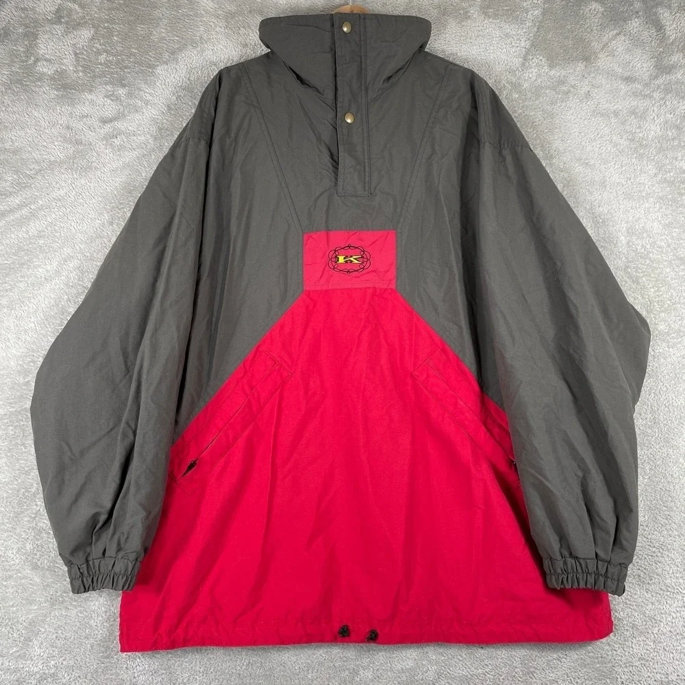 Kemper Snowboards Anorak Jacket Mens‎ XL Gray Colorblock Vintage 90s Pullover